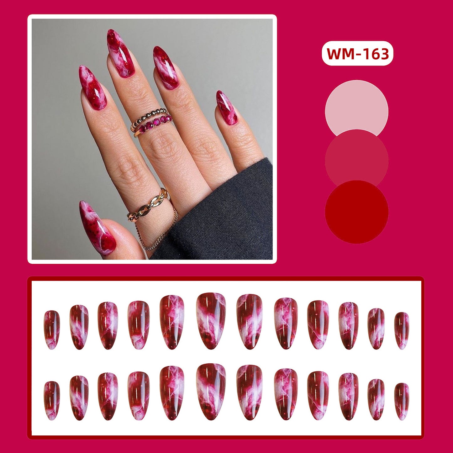 Raspberry Watercolor Press-On Nails