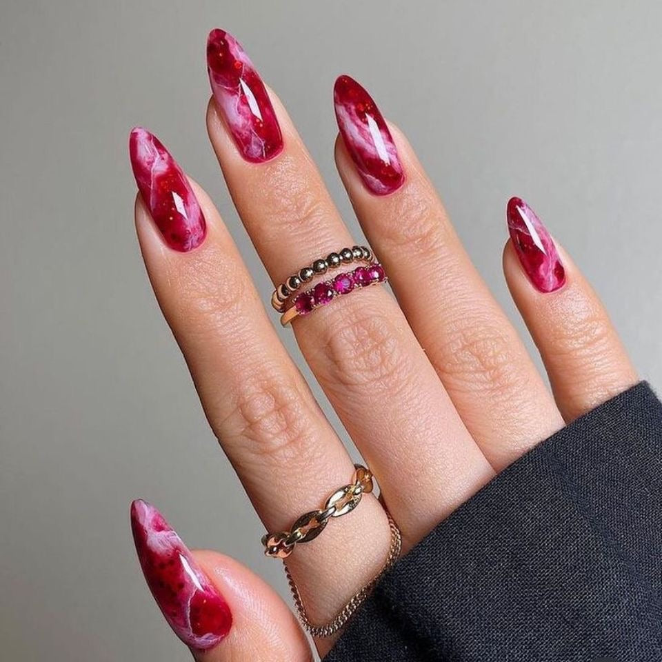 Raspberry Watercolor Press-On Nails